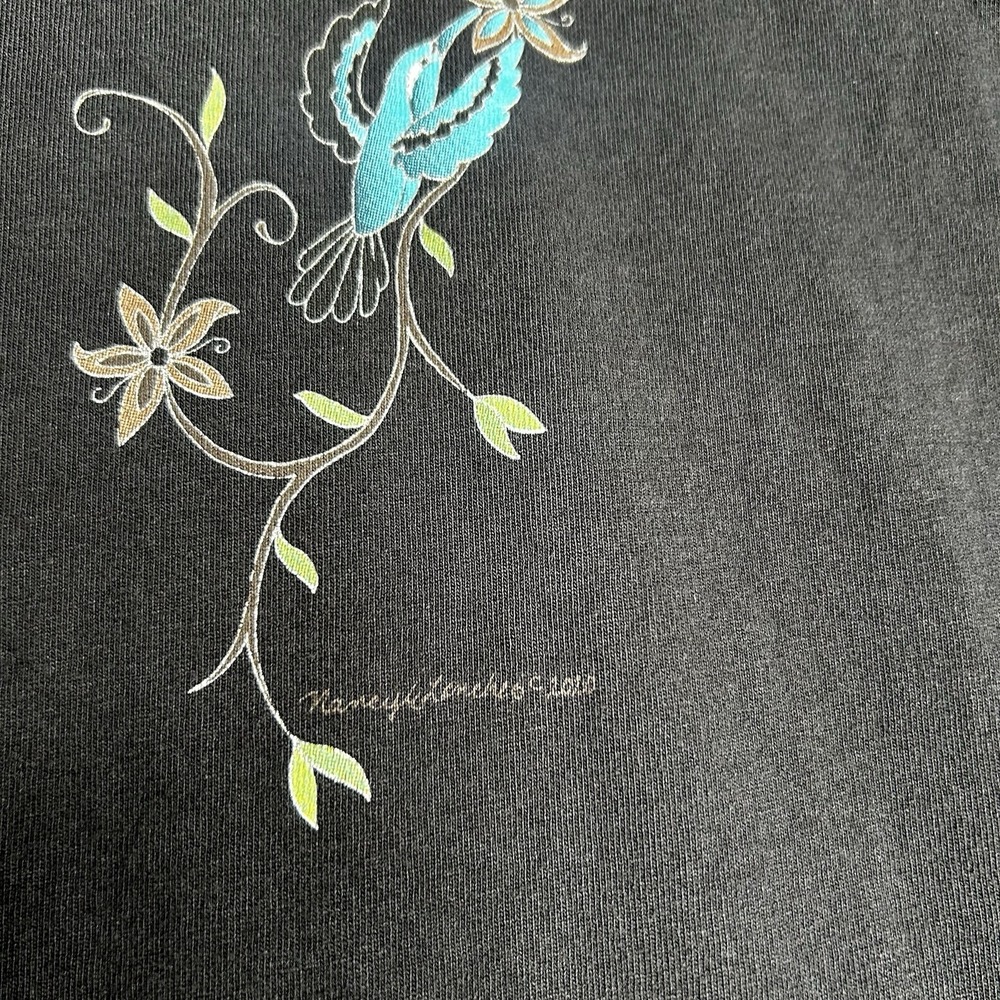 Sabaku Artwear Top Floral Hummingbirds Women Size Xl Black Artsy - Picture 6 of 6